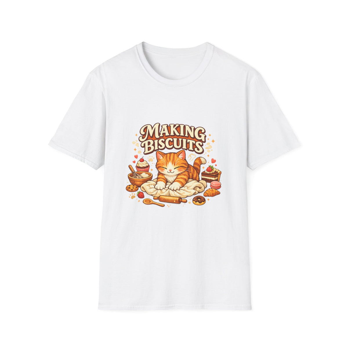 T-Shirt — "Making Biscuits" Cute Cat Graphic Tee — Cozy Cat Mom Gift