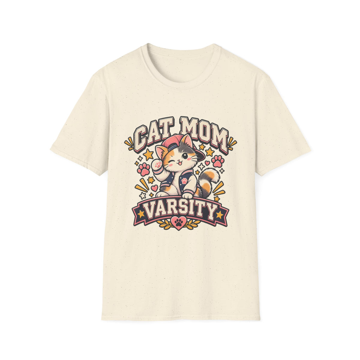 Cat Mom T-Shirt — Cute Varsity Kitten Graphic Tee for Cat Lovers
