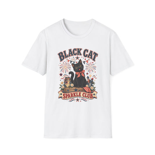 Black Cat Sparkle Club Tee – Cute Retro Cat Graphic T‑Shirt