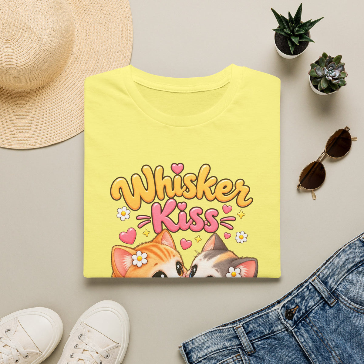 Whisker Kiss T-Shirt — Cute Kissing Kittens Graphic Tee