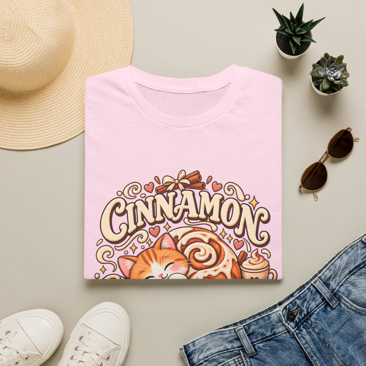 T-Shirt — "Cinnamon Roll Soul" Cute Cat & Pastry Graphic Tee
