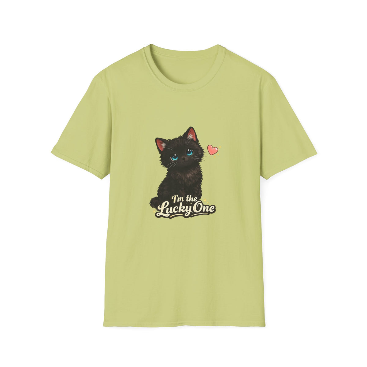 Black Kitten "I'm the Lucky One" T-Shirt — Cute Cat Graphic Tee for Cat Lovers