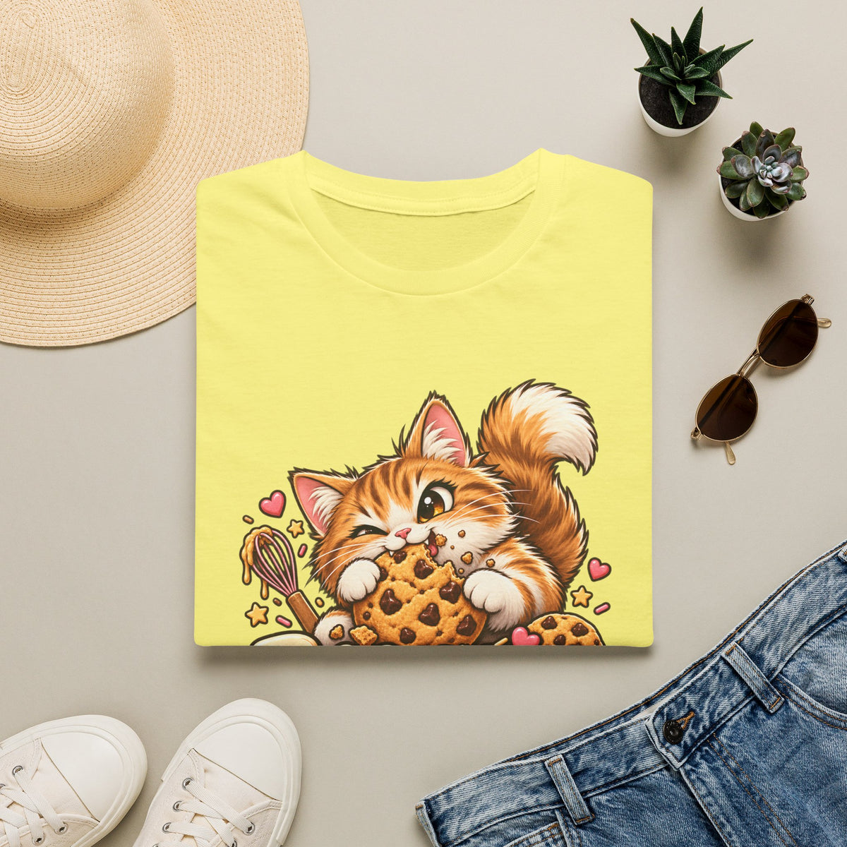 Bakery Gremlin Cat T-Shirt — Cute Cookie-Loving Kitty Graphic Tee