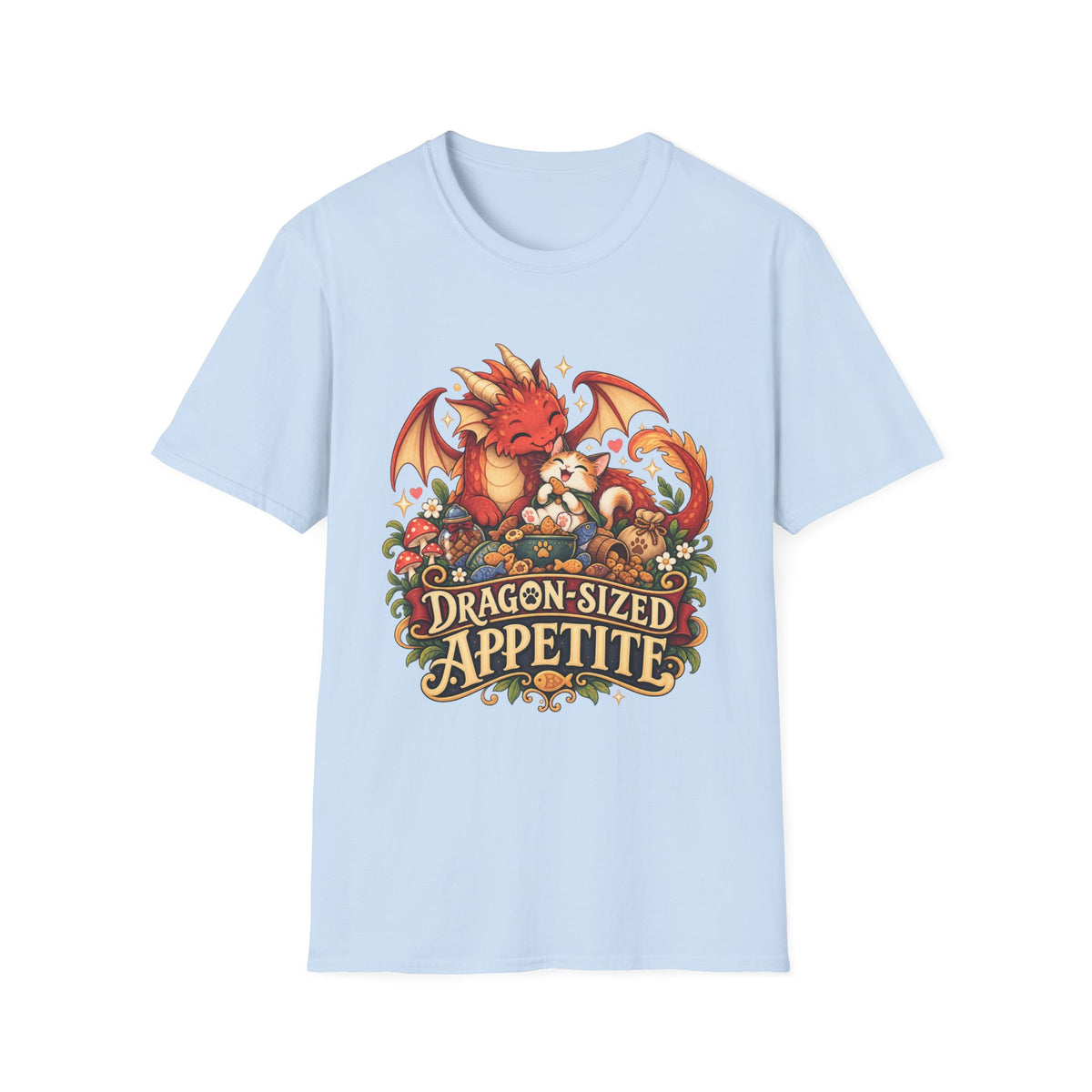 Dragon-Sized Appetite T-Shirt — Cute Dragon with Fox Comfort Tee