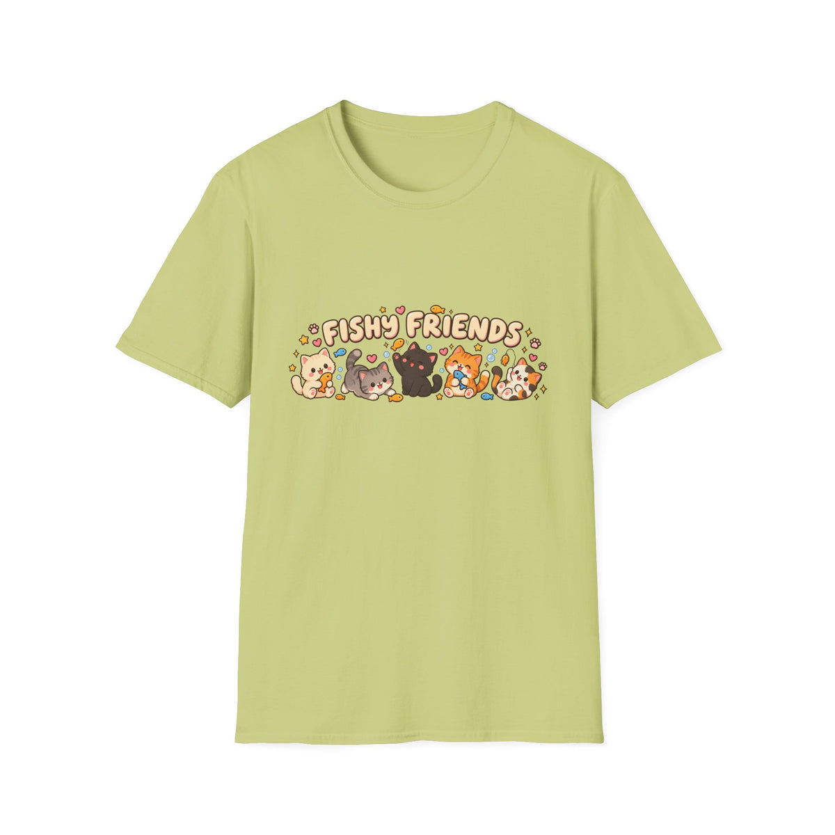 T-Shirt — Cute "Fishy Friends" Cat Graphic Tee | Kawaii Cat Lover Gift