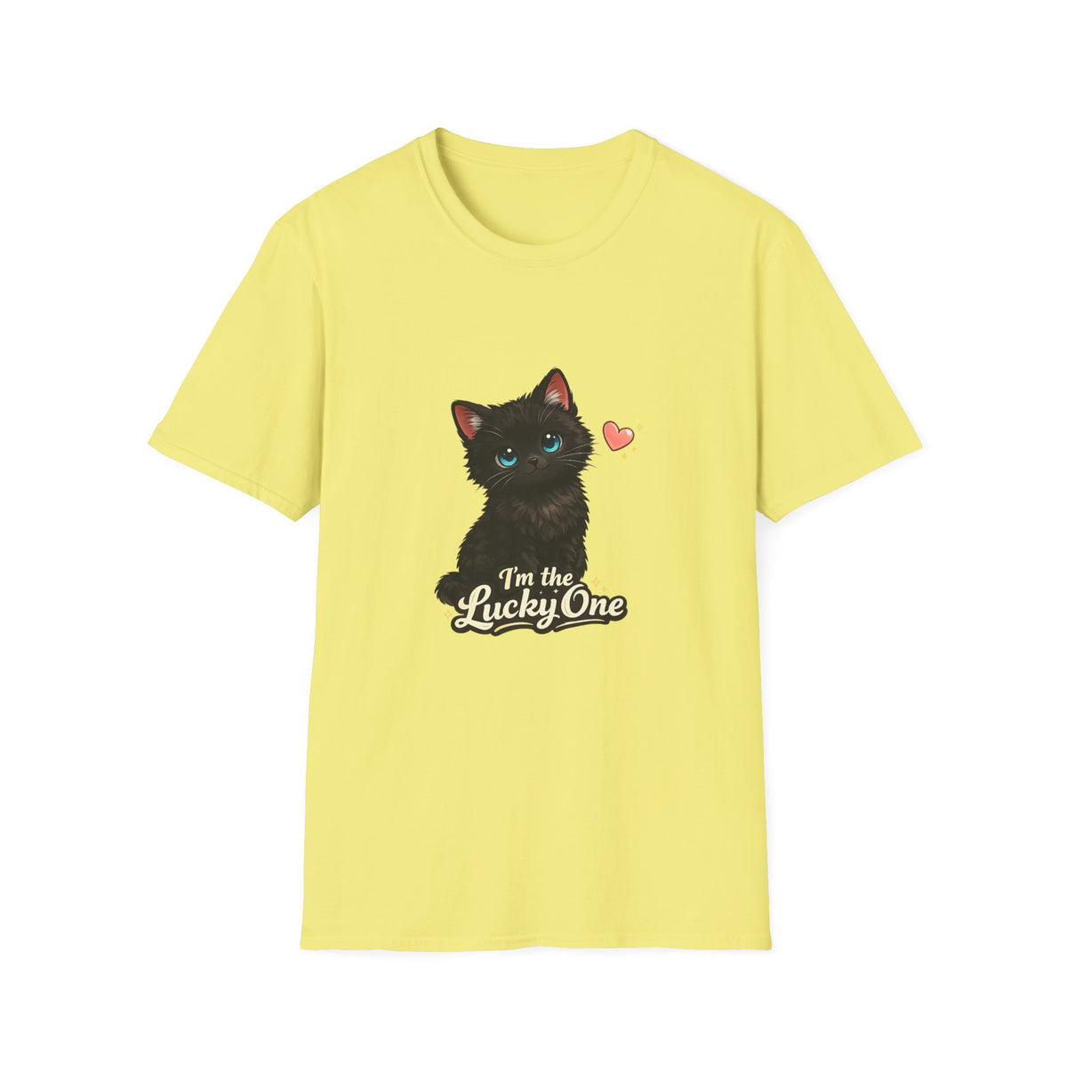 Black Kitten "I'm the Lucky One" T-Shirt — Cute Cat Graphic Tee for Cat Lovers