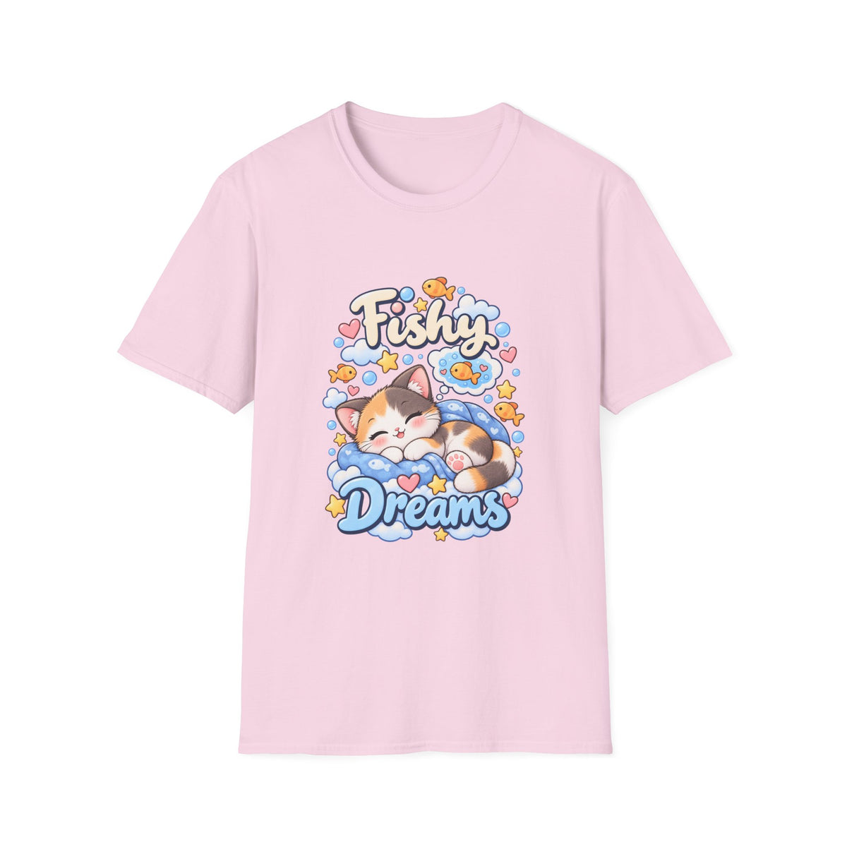 Fishy Dreams T-Shirt — Cute Cat & Goldfish Graphic Tee