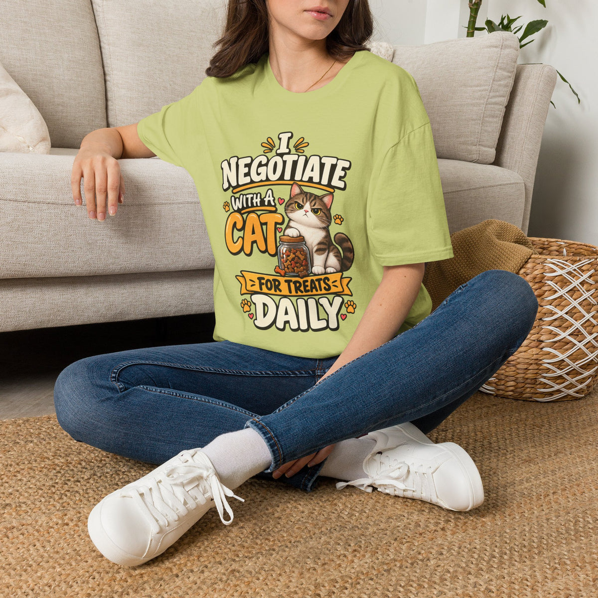Cat Negotiator T-Shirt — "I Negotiate With A Cat For Treats Daily" Cute Cat Lover Tee