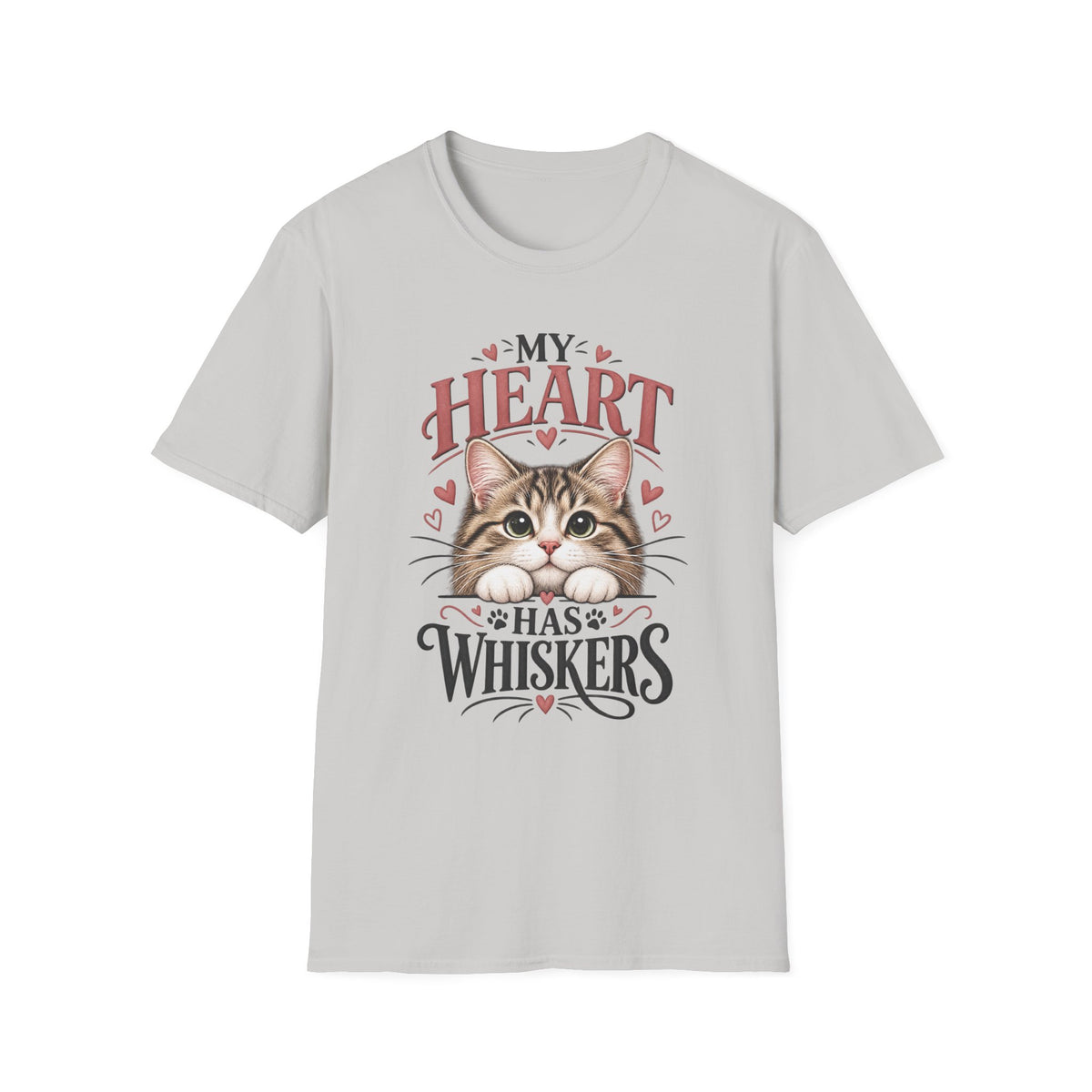 Cat T-Shirt — "My Heart Has Whiskers" Cute Kitten Tee for Cat Lovers