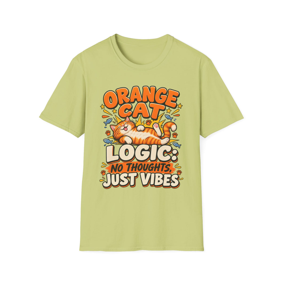 Orange Cat T‑Shirt — “Orange Cat Logic: No Thoughts, Just Vibes” Cute Retro Kitty Tee