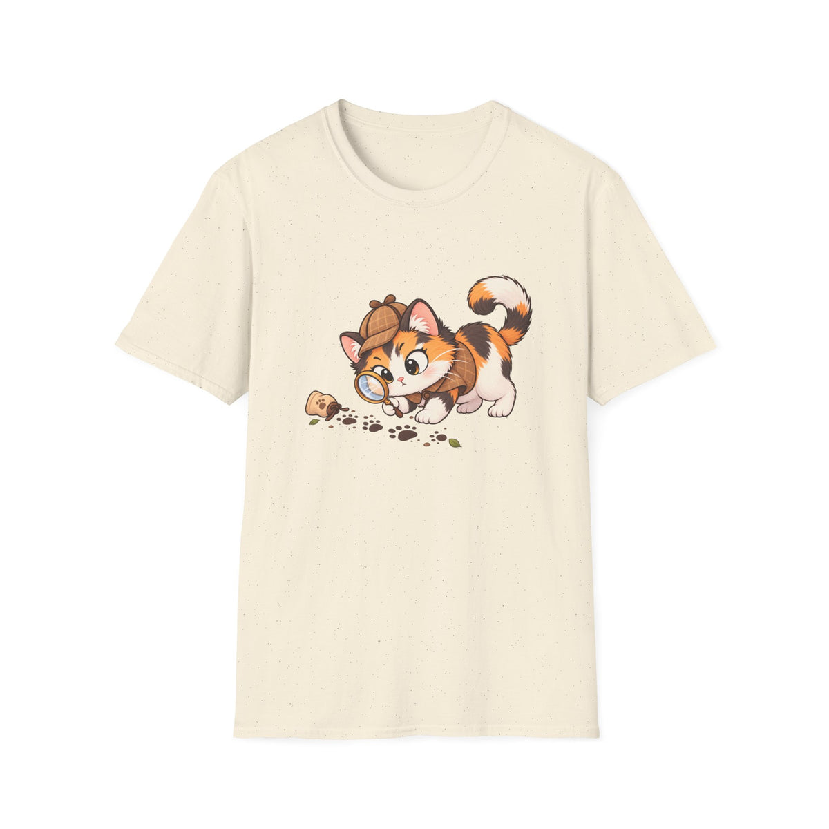 Detective Kitten T‑Shirt — Cute Calico Cat in Sherlock Hat Tee