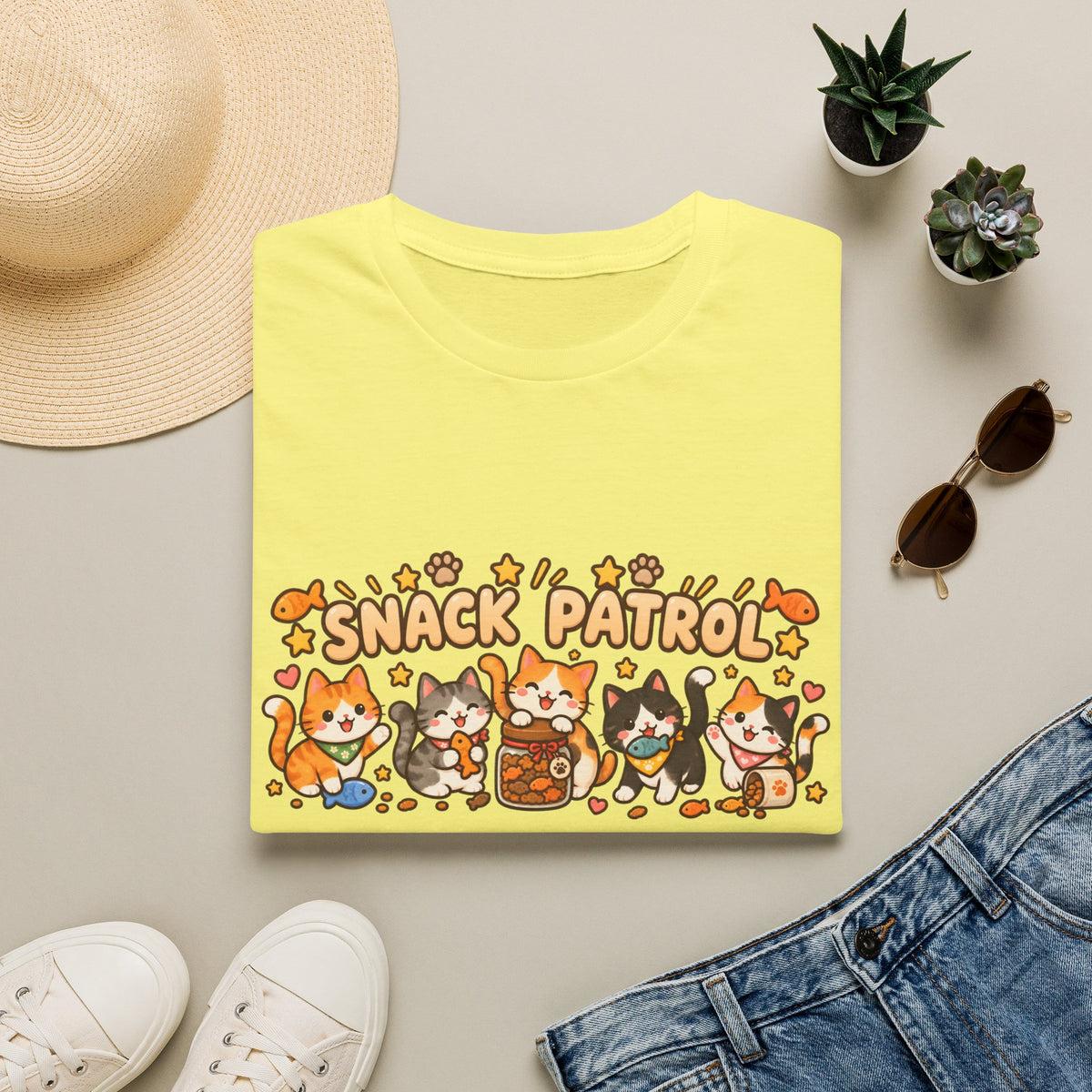 Snack Patrol T-Shirt — Cute Kawaii Cats Holding Snacks
