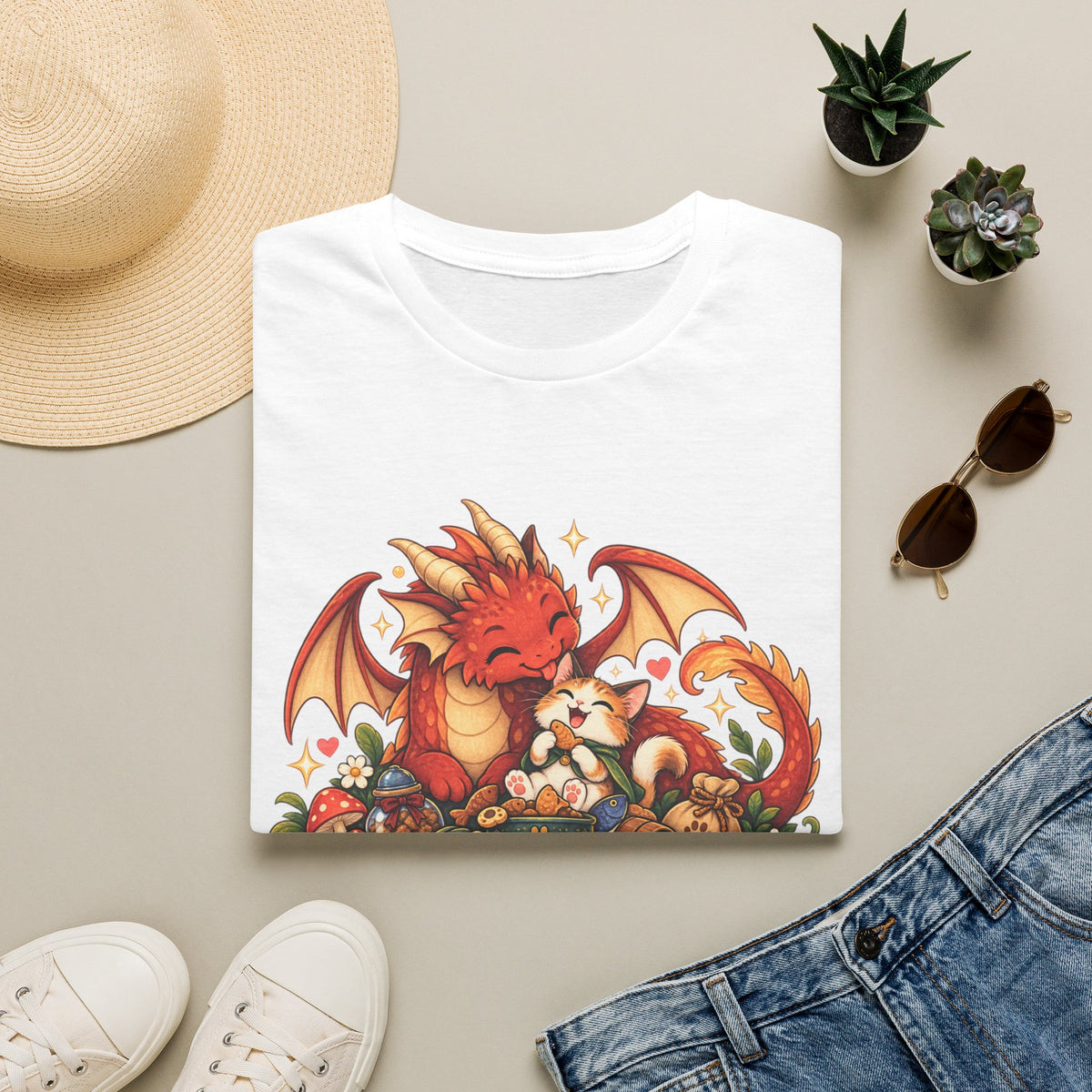 Dragon-Sized Appetite T-Shirt — Cute Dragon with Fox Comfort Tee