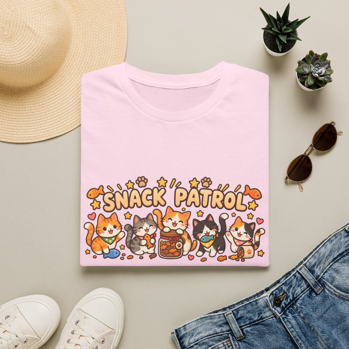 Snack Patrol T-Shirt — Cute Kawaii Cats Holding Snacks