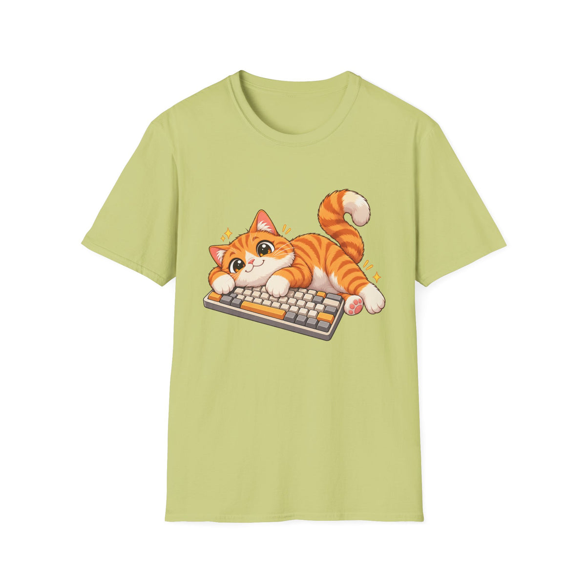 Cute Orange Kitty Playing on Keyboard T-Shirt