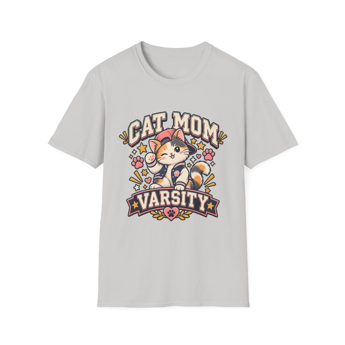 Cat Mom T-Shirt — Cute Varsity Kitten Graphic Tee for Cat Lovers