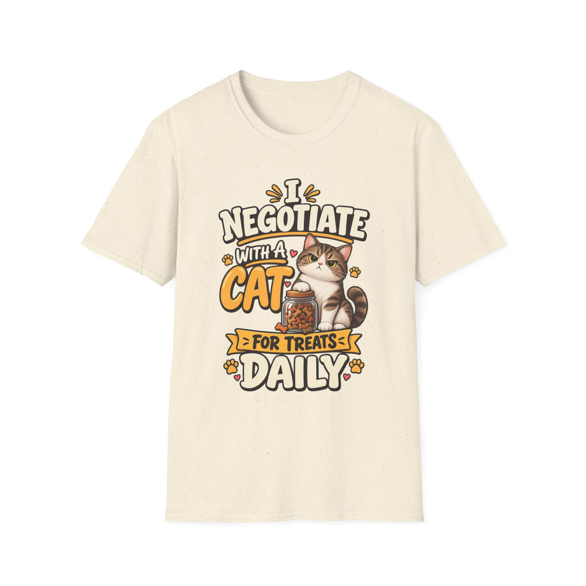 Cat Negotiator T-Shirt — "I Negotiate With A Cat For Treats Daily" Cute Cat Lover Tee