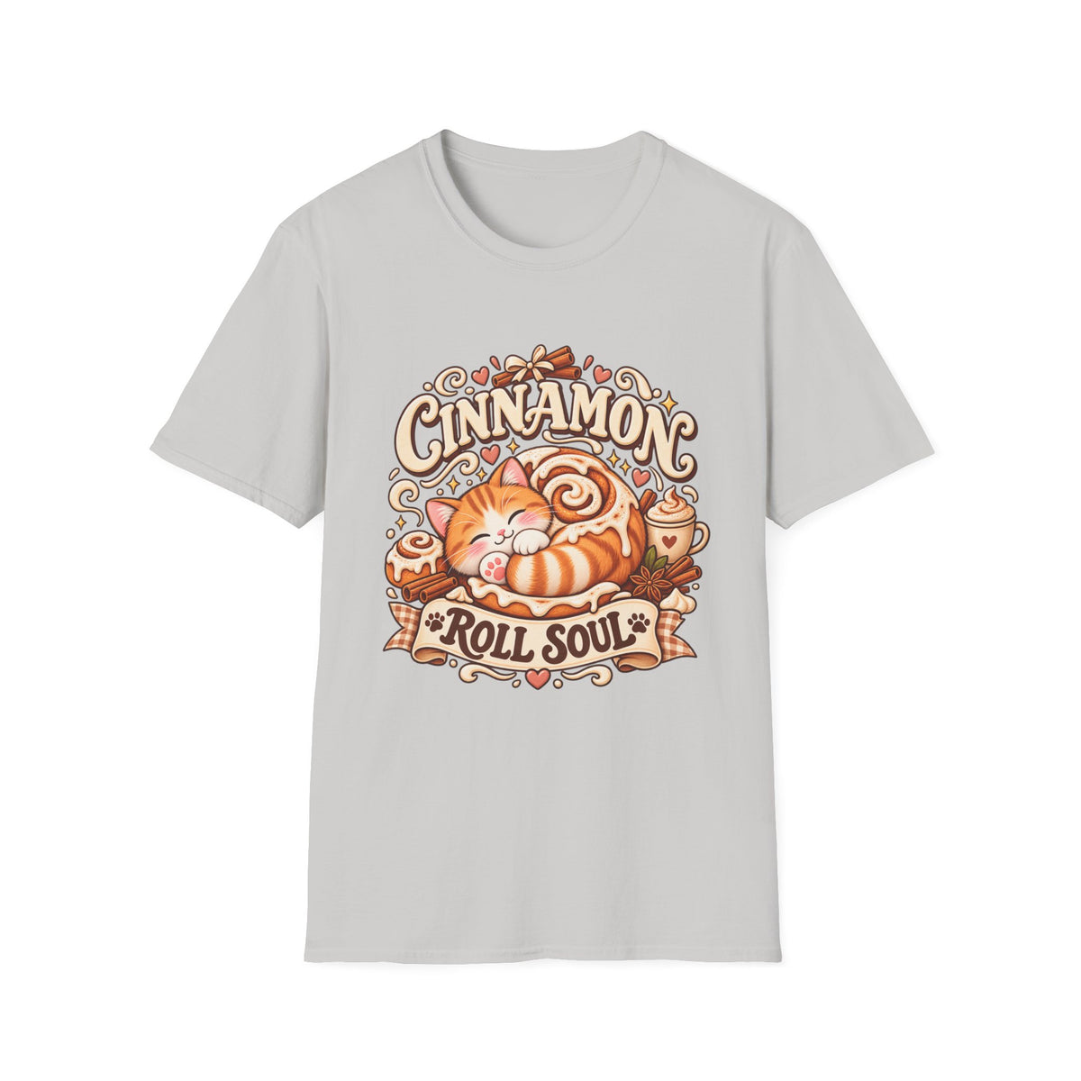 T-Shirt — "Cinnamon Roll Soul" Cute Cat & Pastry Graphic Tee