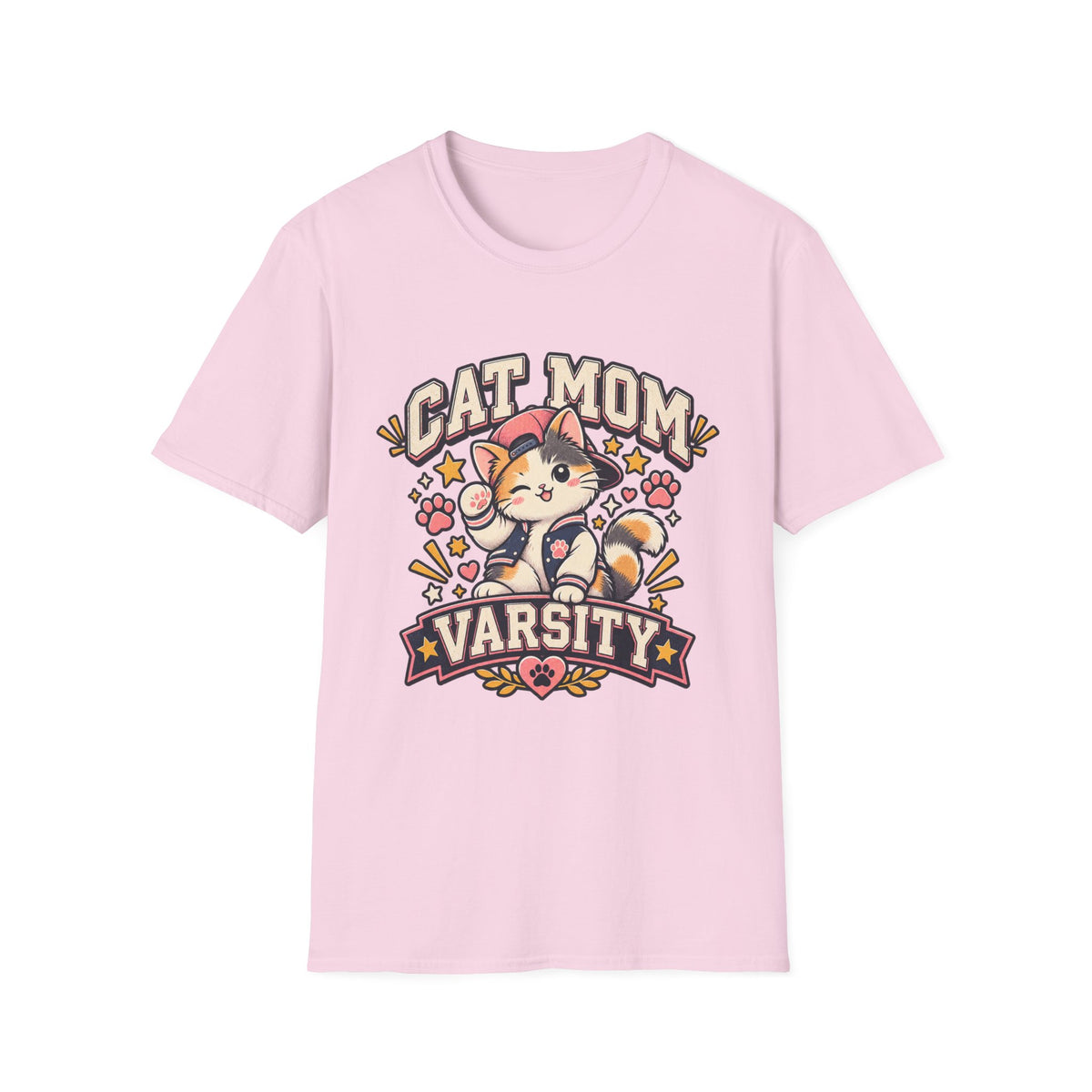 Cat Mom T-Shirt — Cute Varsity Kitten Graphic Tee for Cat Lovers