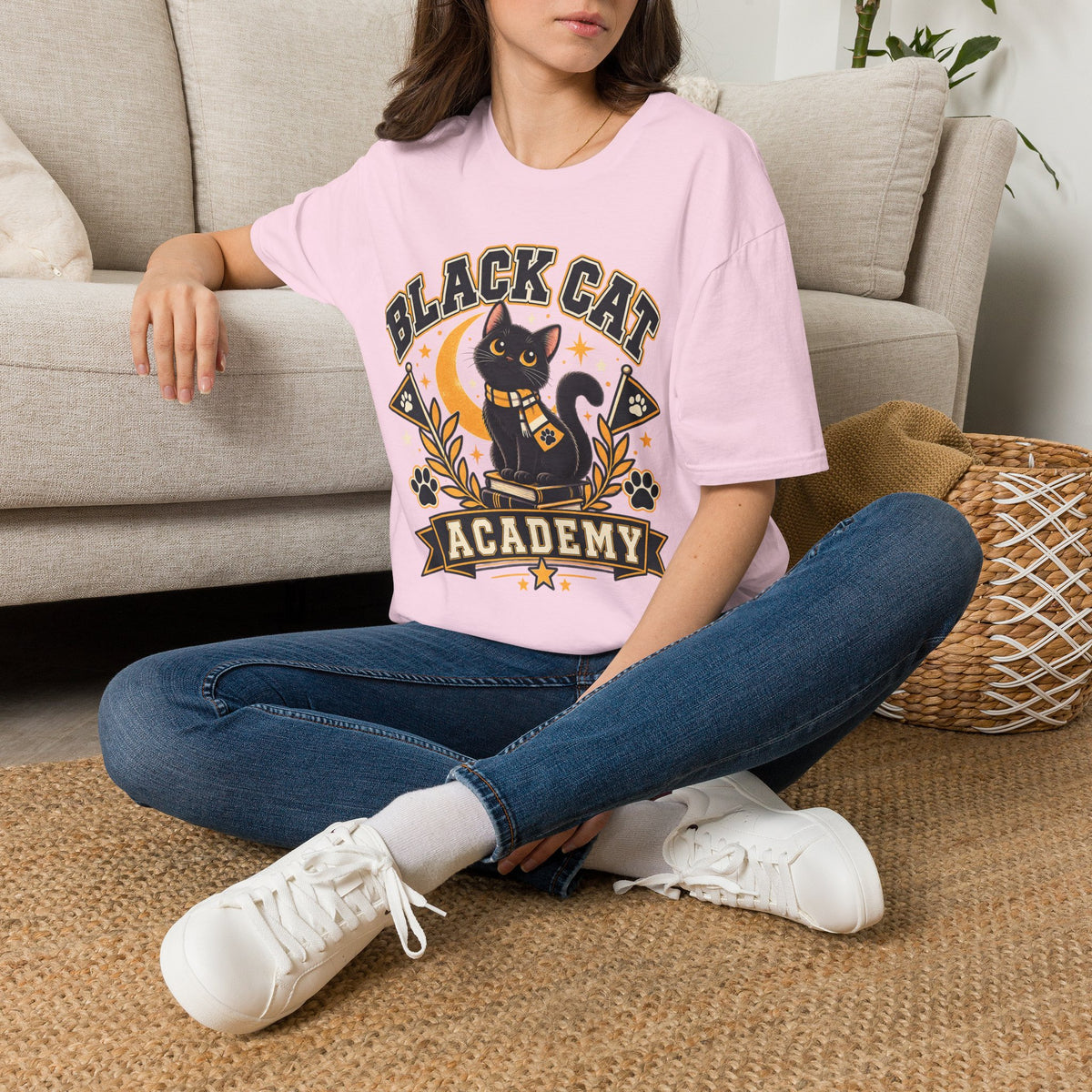 Black Cat Academy T-Shirt — Cute Witchy Cat Graphic Tee