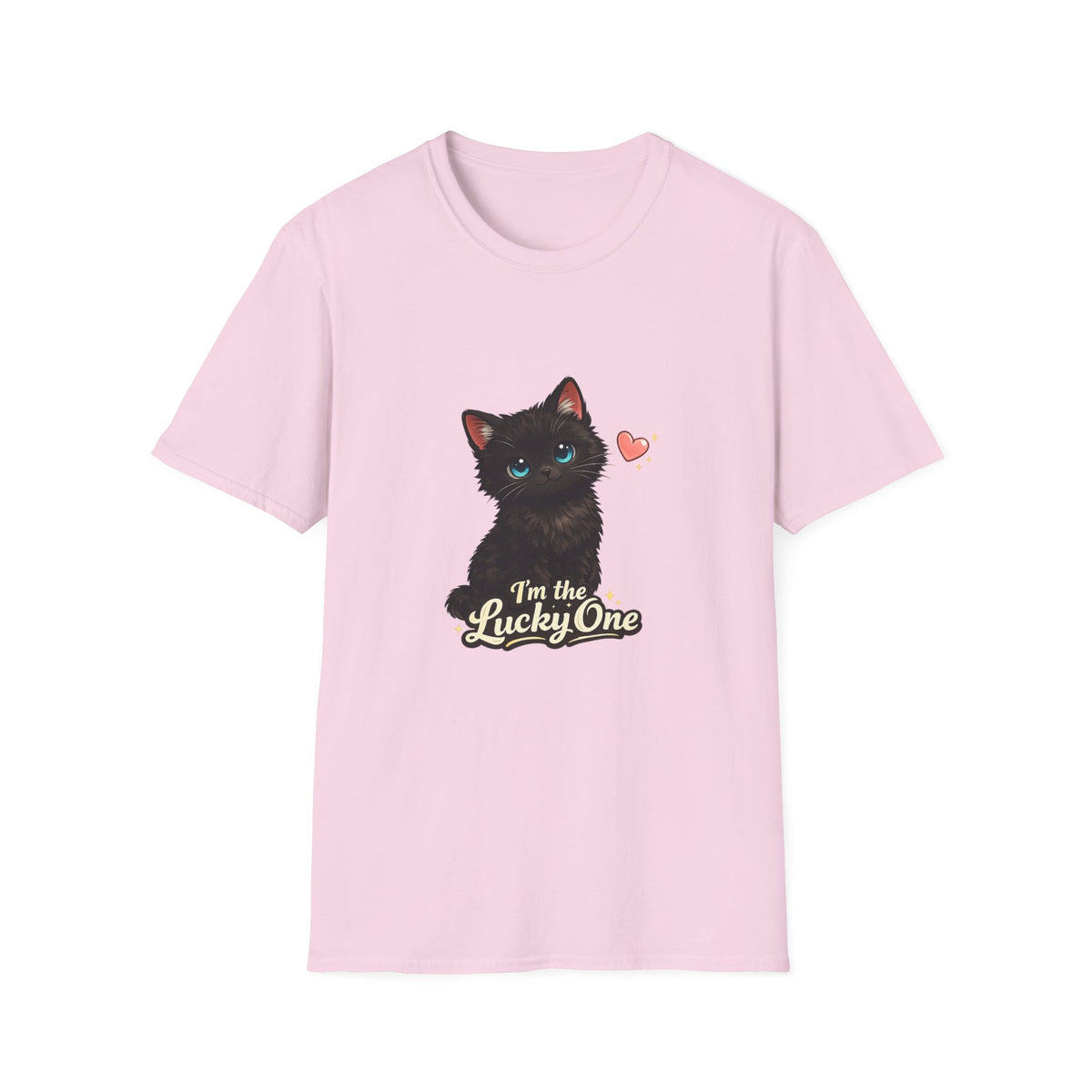 Black Kitten "I'm the Lucky One" T-Shirt — Cute Cat Graphic Tee for Cat Lovers