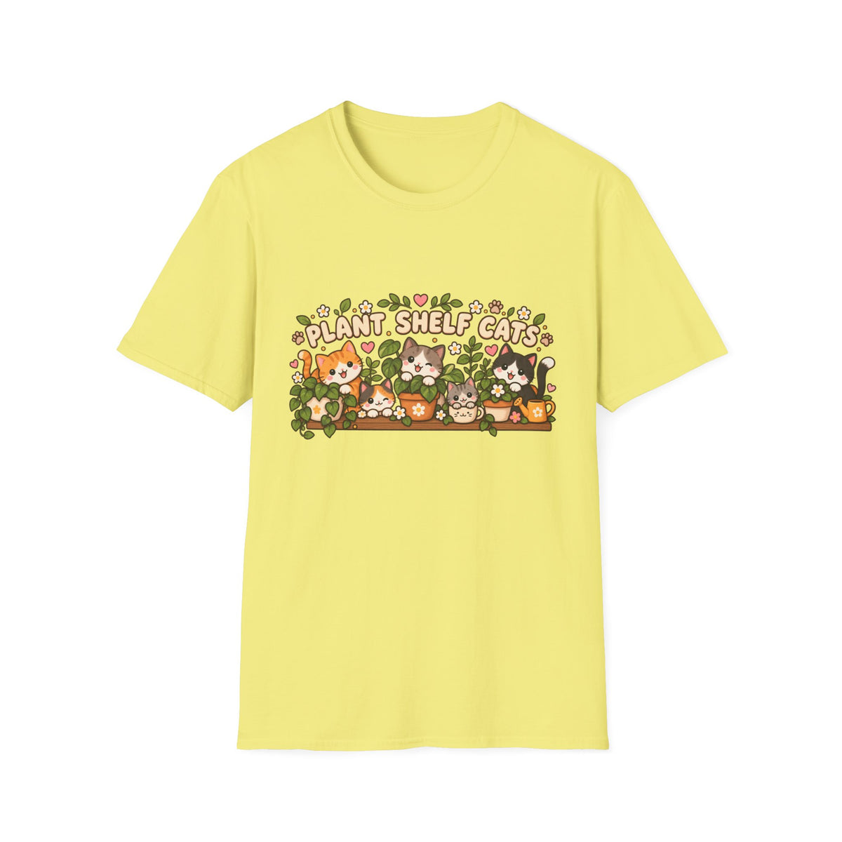 Plant Shelf Cats T-Shirt — Cute Houseplant & Cat Graphic Tee