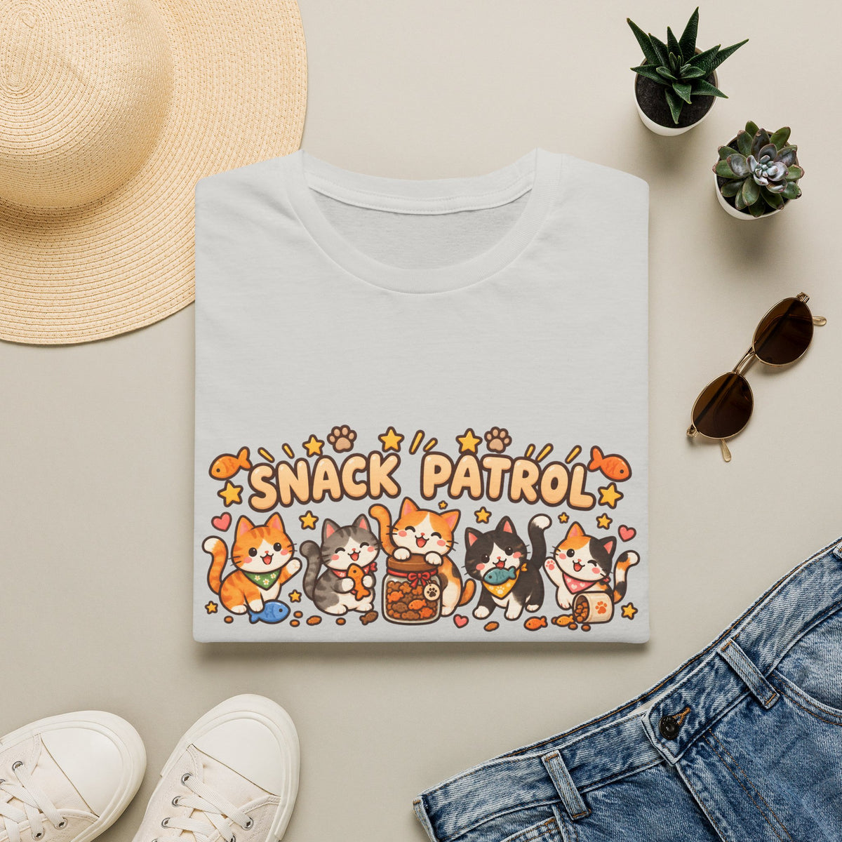 Snack Patrol T-Shirt — Cute Kawaii Cats Holding Snacks