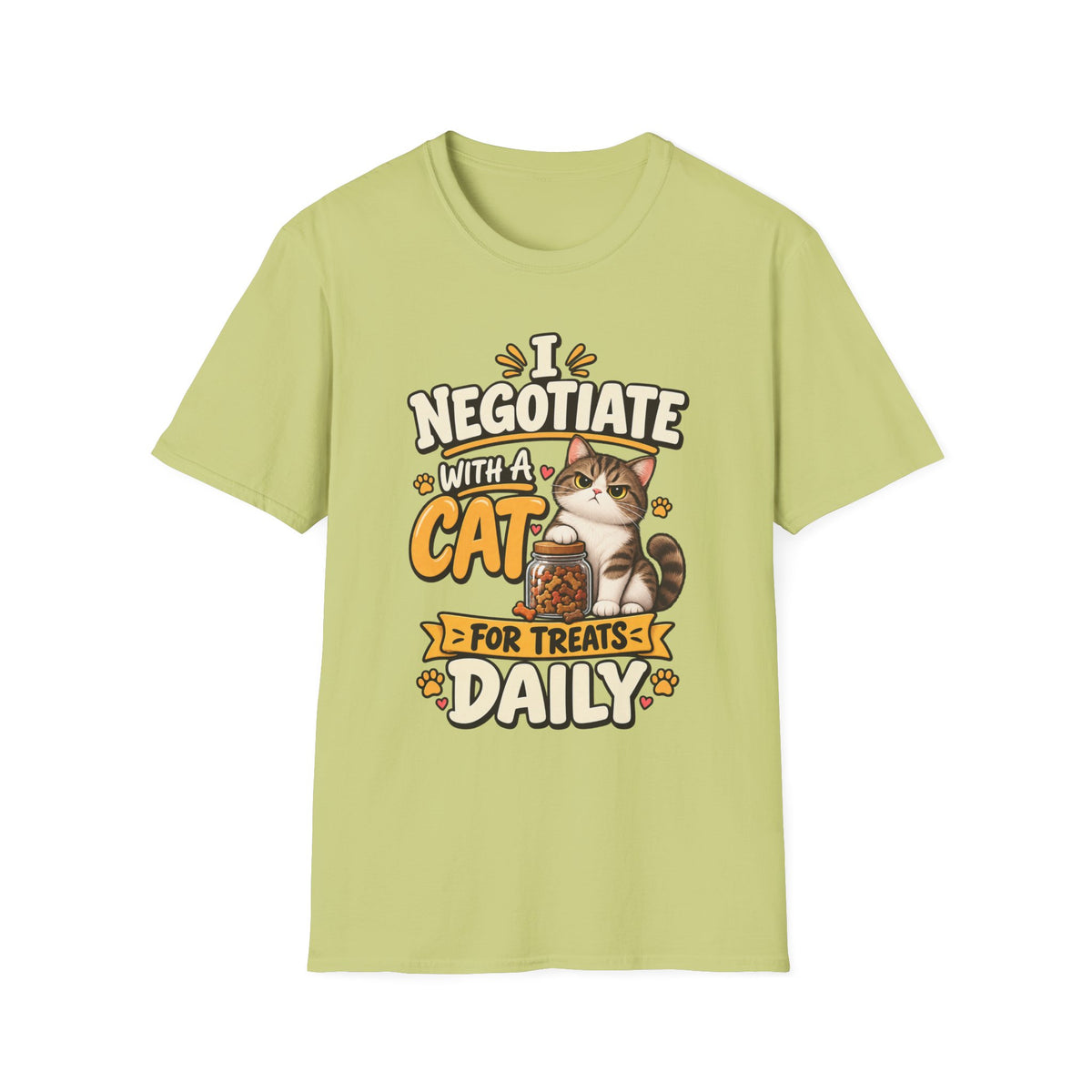 Cat Negotiator T-Shirt — "I Negotiate With A Cat For Treats Daily" Cute Cat Lover Tee