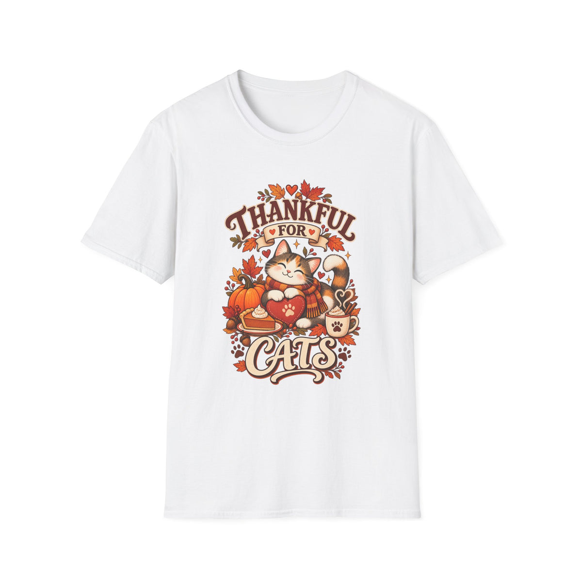 Thankful for Cats T-Shirt — Thanksgiving Fall Cat Lover Tee