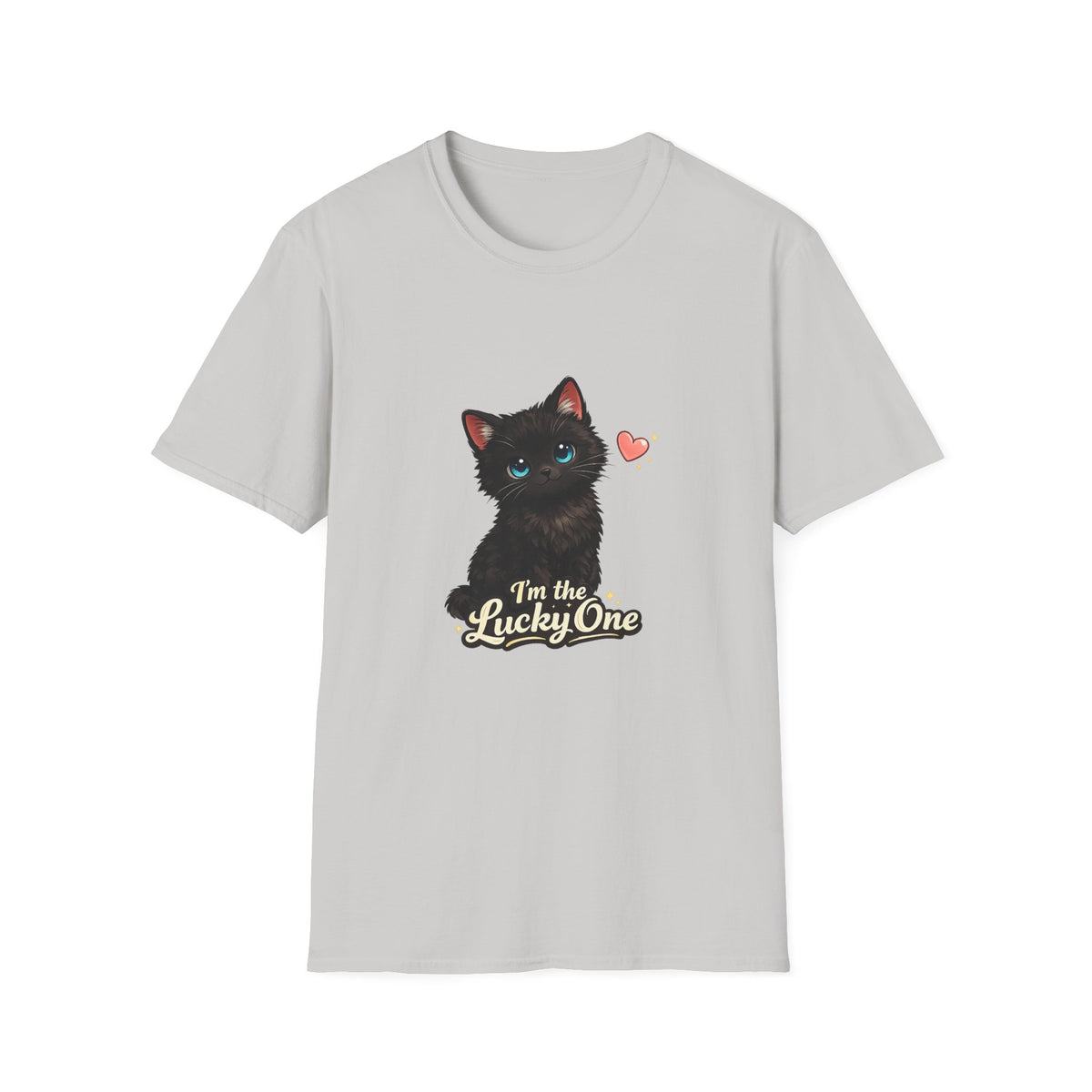 Black Kitten "I'm the Lucky One" T-Shirt — Cute Cat Graphic Tee for Cat Lovers