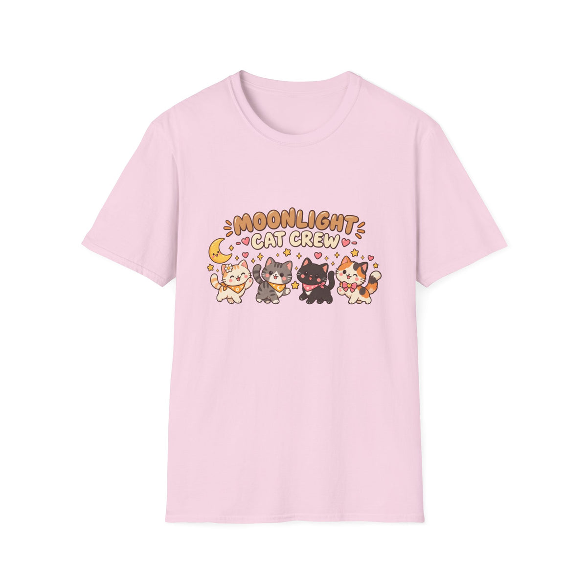 Moonlight Cat Crew T-Shirt — Cute Kawaii Cat Graphic Tee
