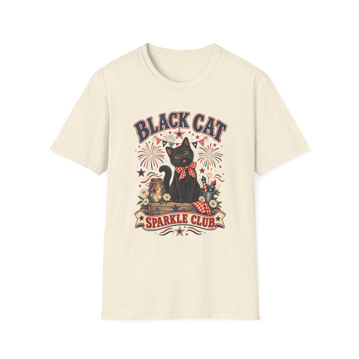 Black Cat Sparkle Club Tee – Cute Retro Cat Graphic T‑Shirt