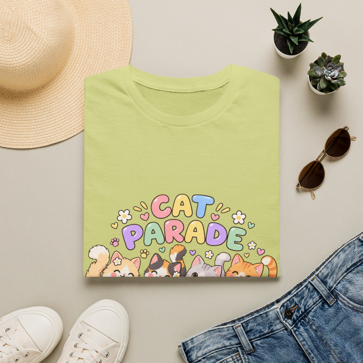 Cat Parade T-Shirt — Cute Cartoon Cats Graphic Tee