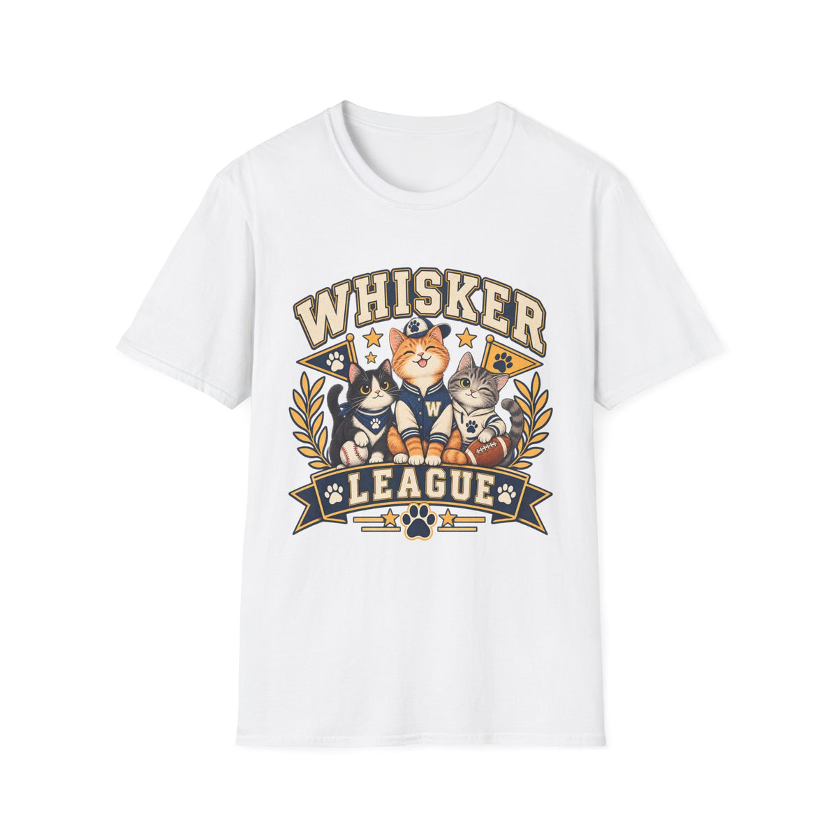 Whisker League Cat T-Shirt — Vintage Athletic Kitten Crew Tee