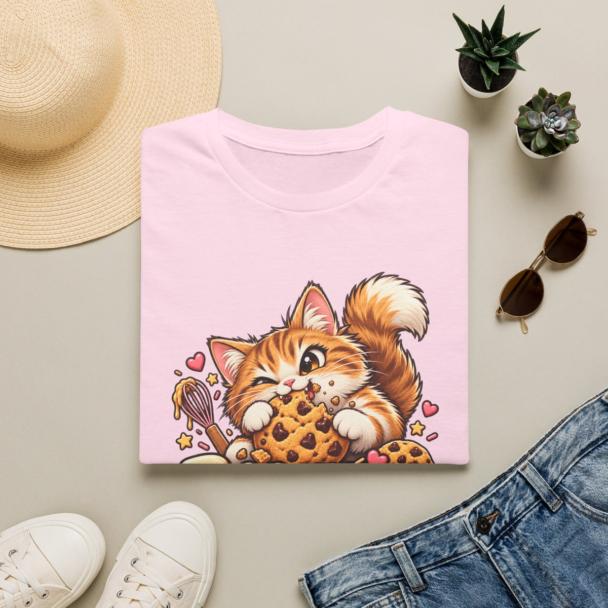 Bakery Gremlin Cat T-Shirt — Cute Cookie-Loving Kitty Graphic Tee