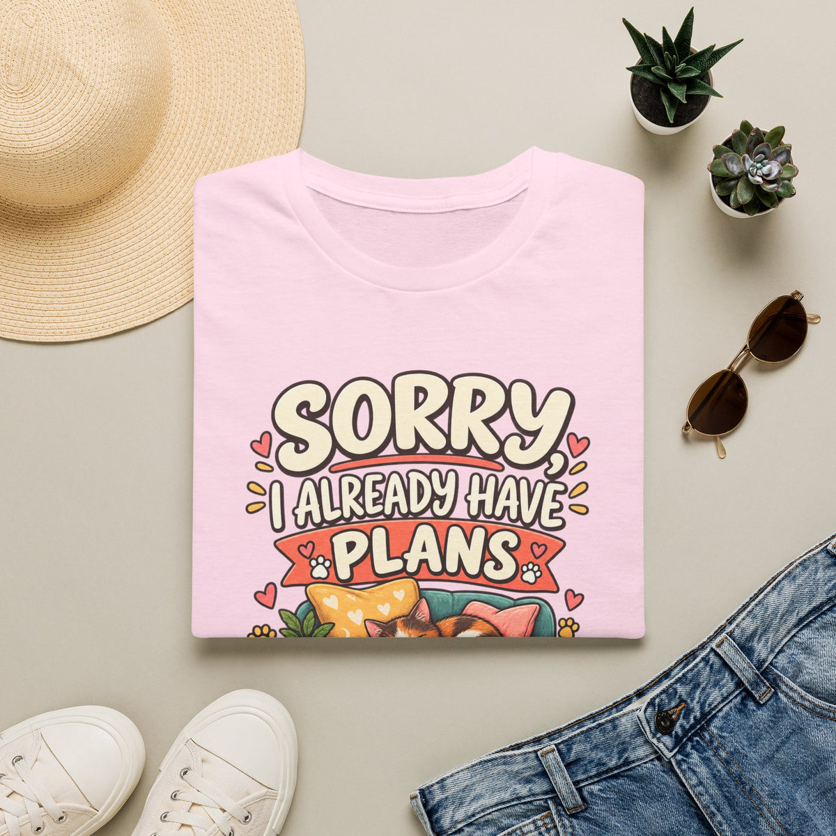 Sorry I Already Have Plans With My Cat T-Shirt — Cute Cat Lover Tee