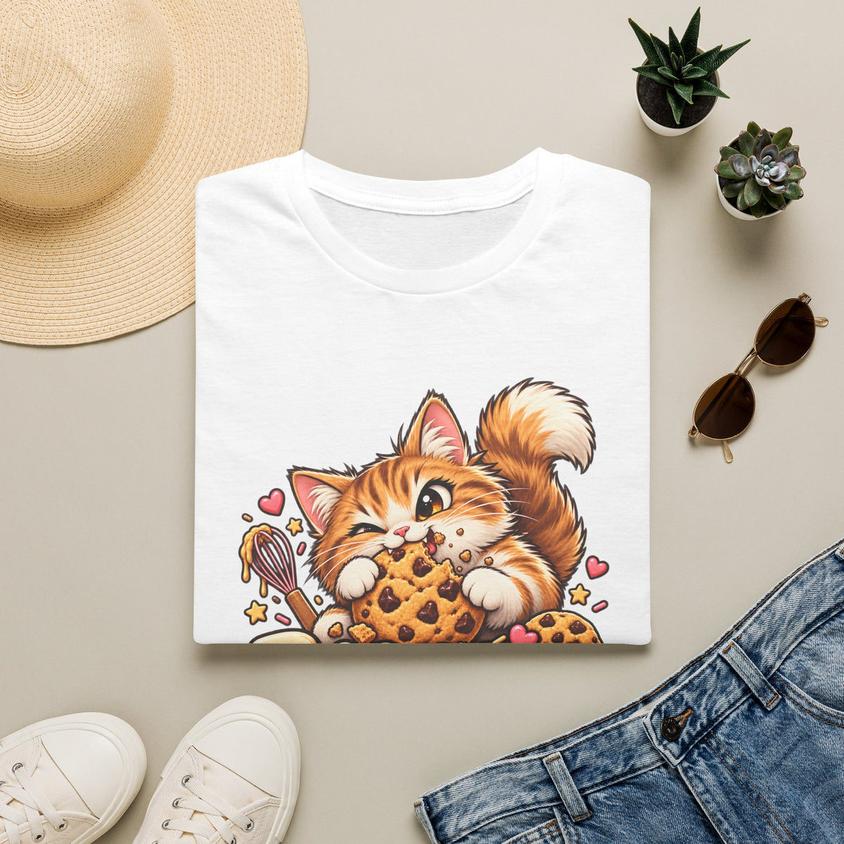 Bakery Gremlin Cat T-Shirt — Cute Cookie-Loving Kitty Graphic Tee