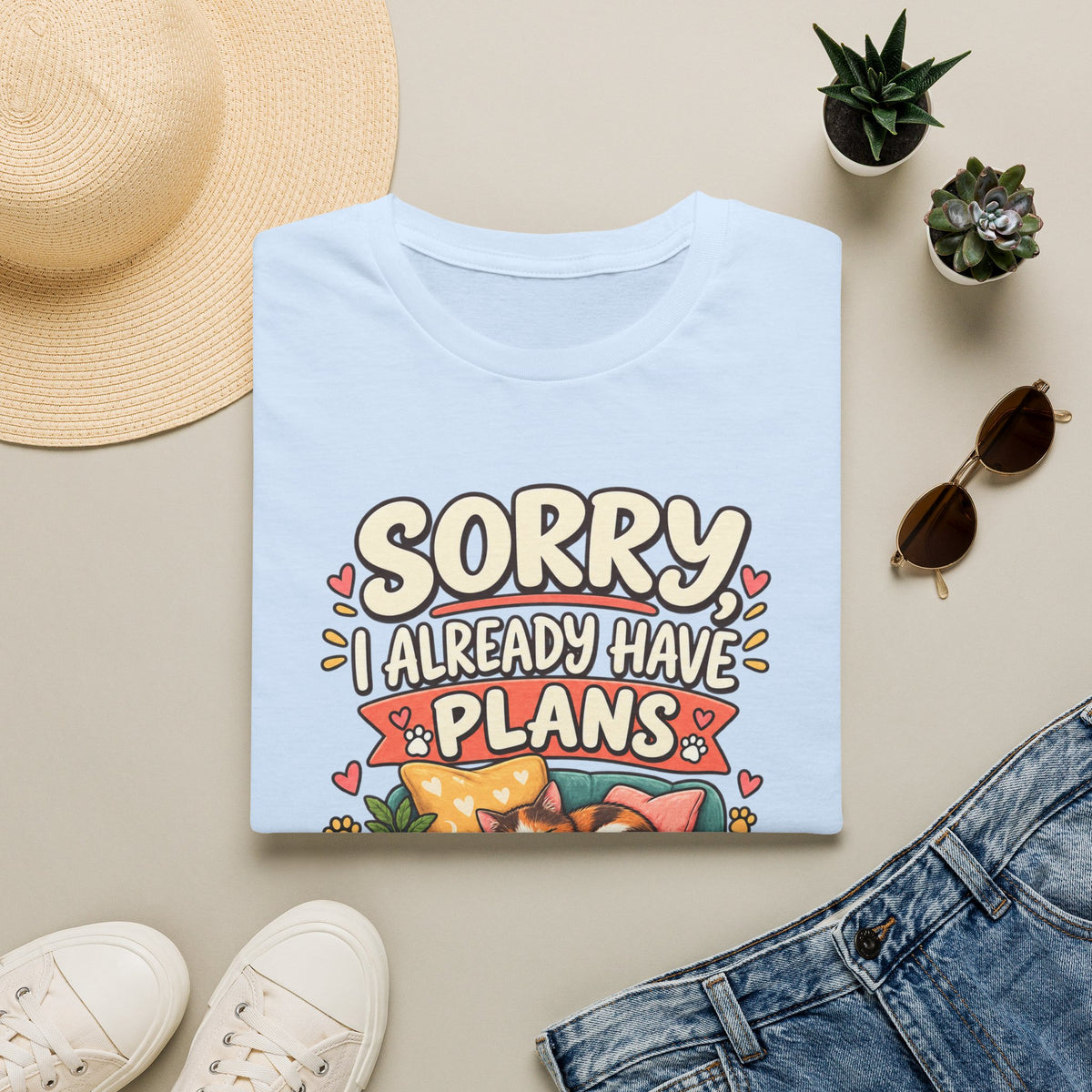 Sorry I Already Have Plans With My Cat T-Shirt — Cute Cat Lover Tee