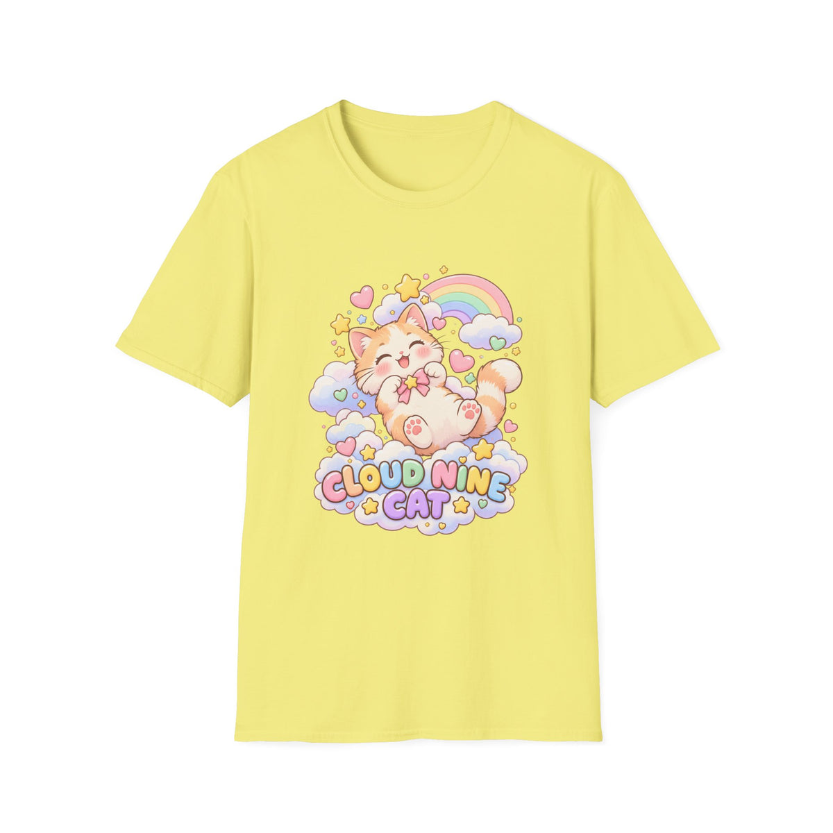 Cloud Nine Cat T-Shirt — Cute Rainbow Kitty Graphic Tee