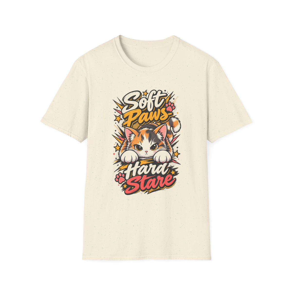 Soft Paws Cat T-Shirt — "Soft Paws, Hard Stare" Cute Cat Graphic Tee