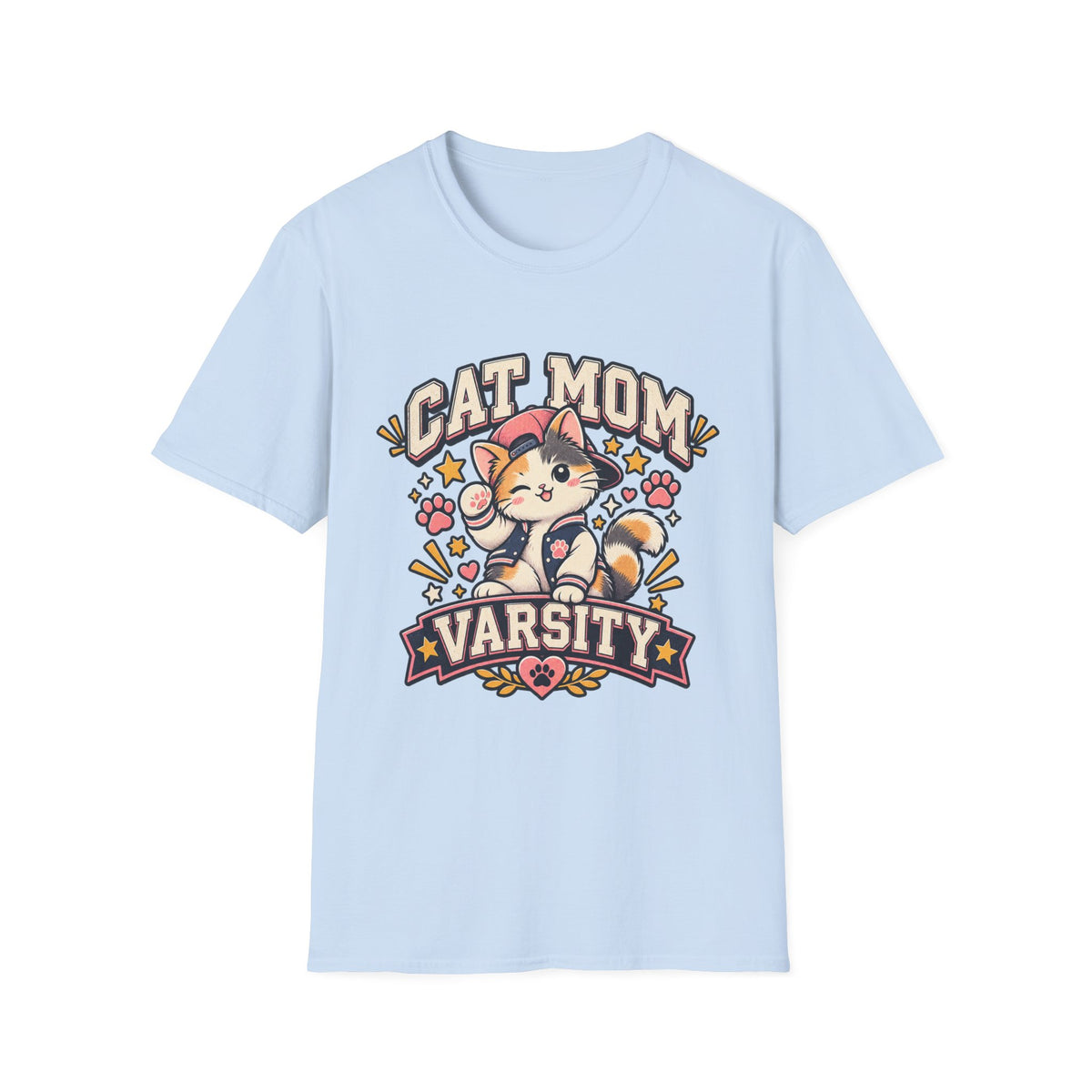 Cat Mom T-Shirt — Cute Varsity Kitten Graphic Tee for Cat Lovers
