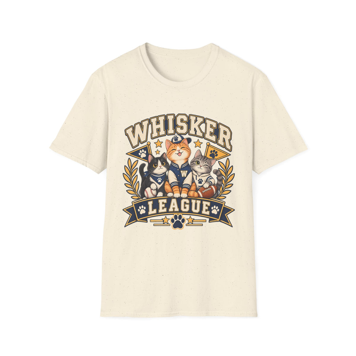 Whisker League Cat T-Shirt — Vintage Athletic Kitten Crew Tee