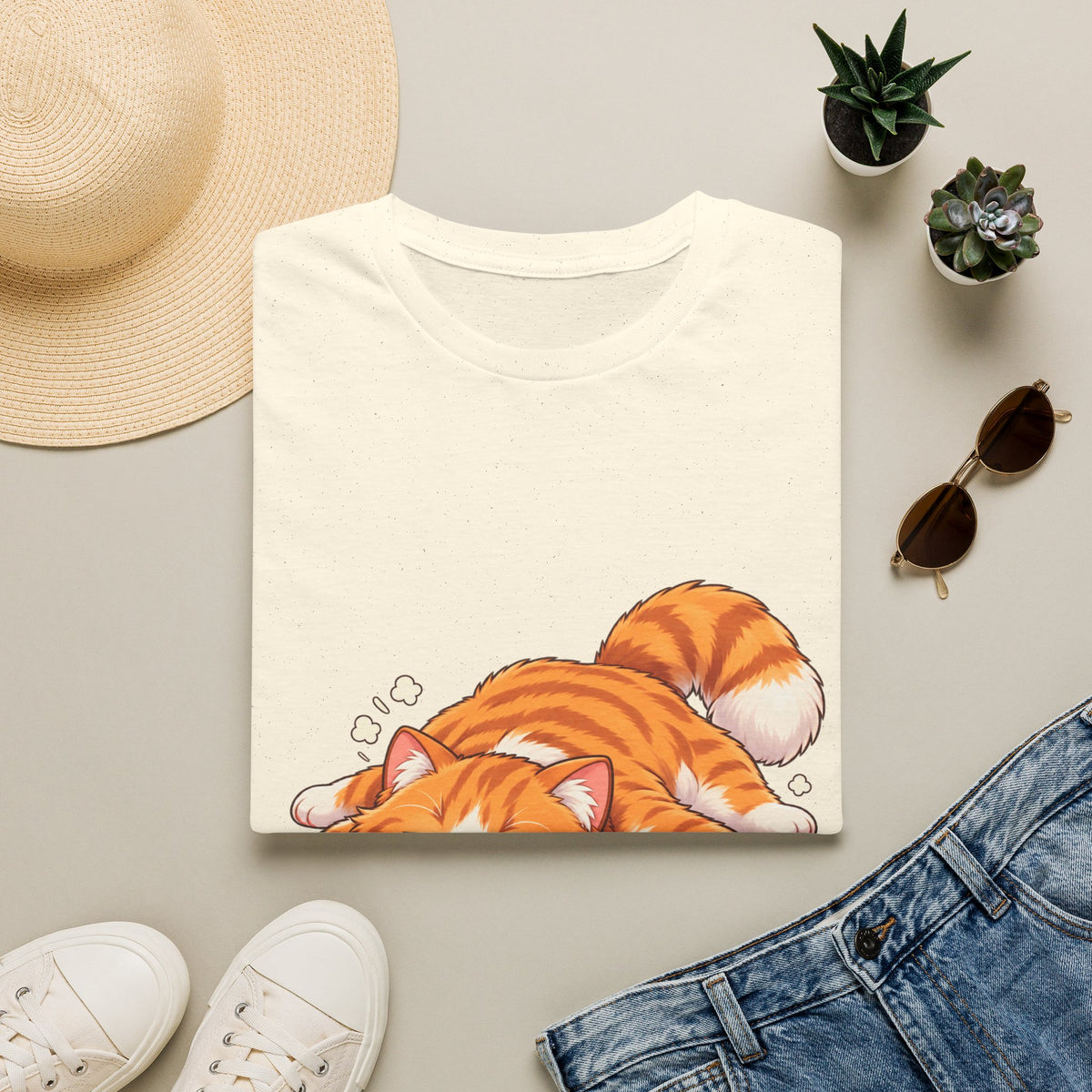 Sleeping Ginger Cat T-Shirt — Cute Napping Kitty Tee