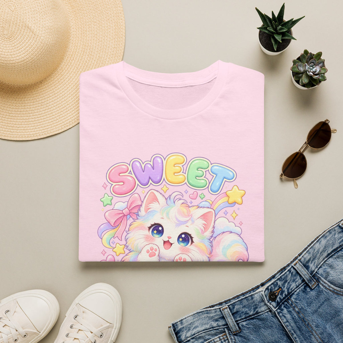 Sweet Paws Cute Pastel Cat T-Shirt