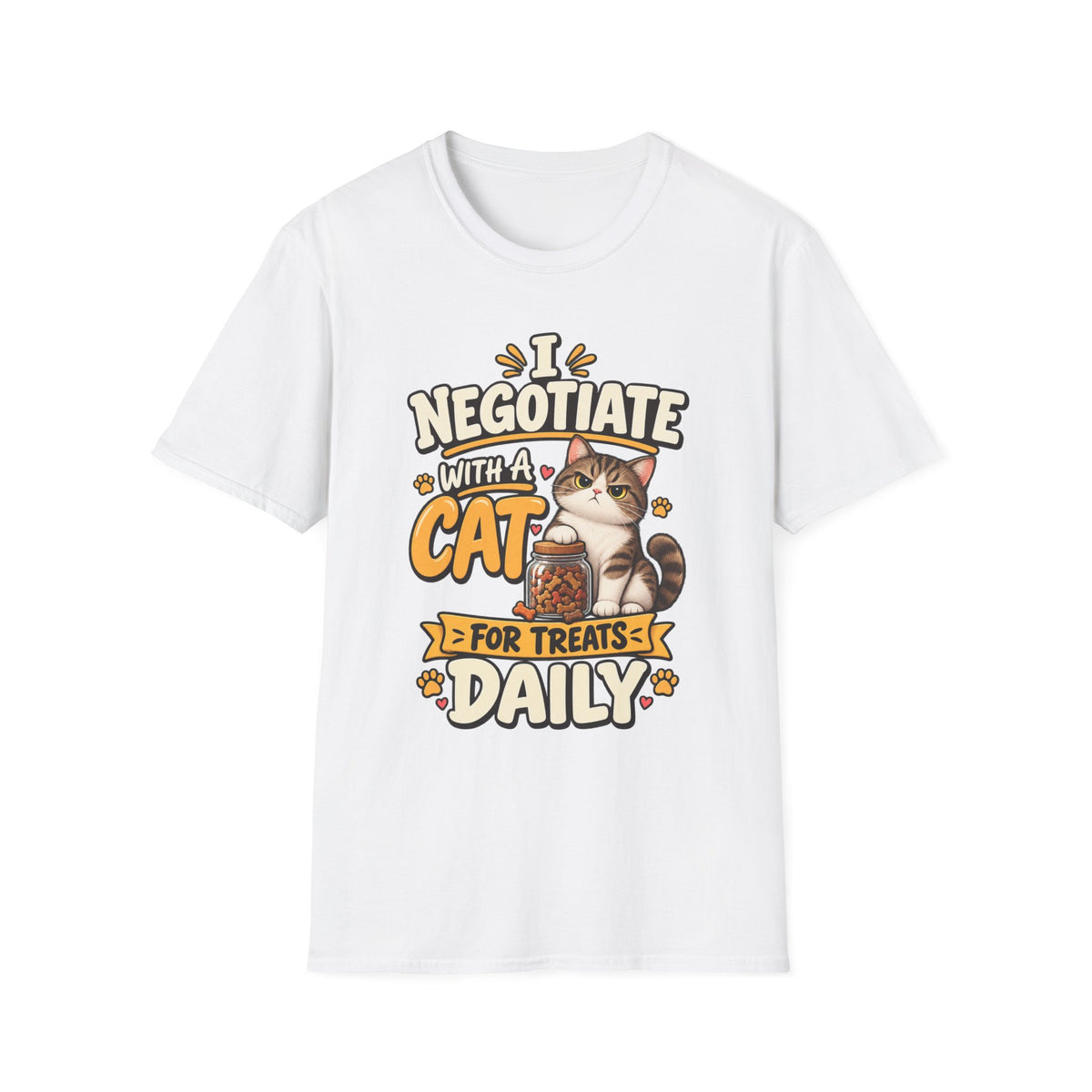 Cat Negotiator T-Shirt — "I Negotiate With A Cat For Treats Daily" Cute Cat Lover Tee
