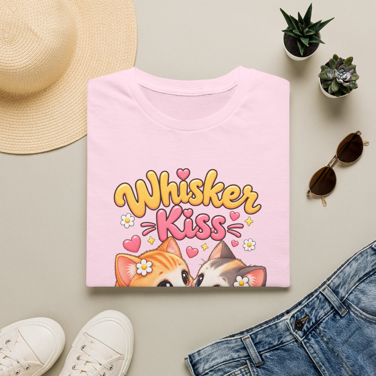 Whisker Kiss T-Shirt — Cute Kissing Kittens Graphic Tee