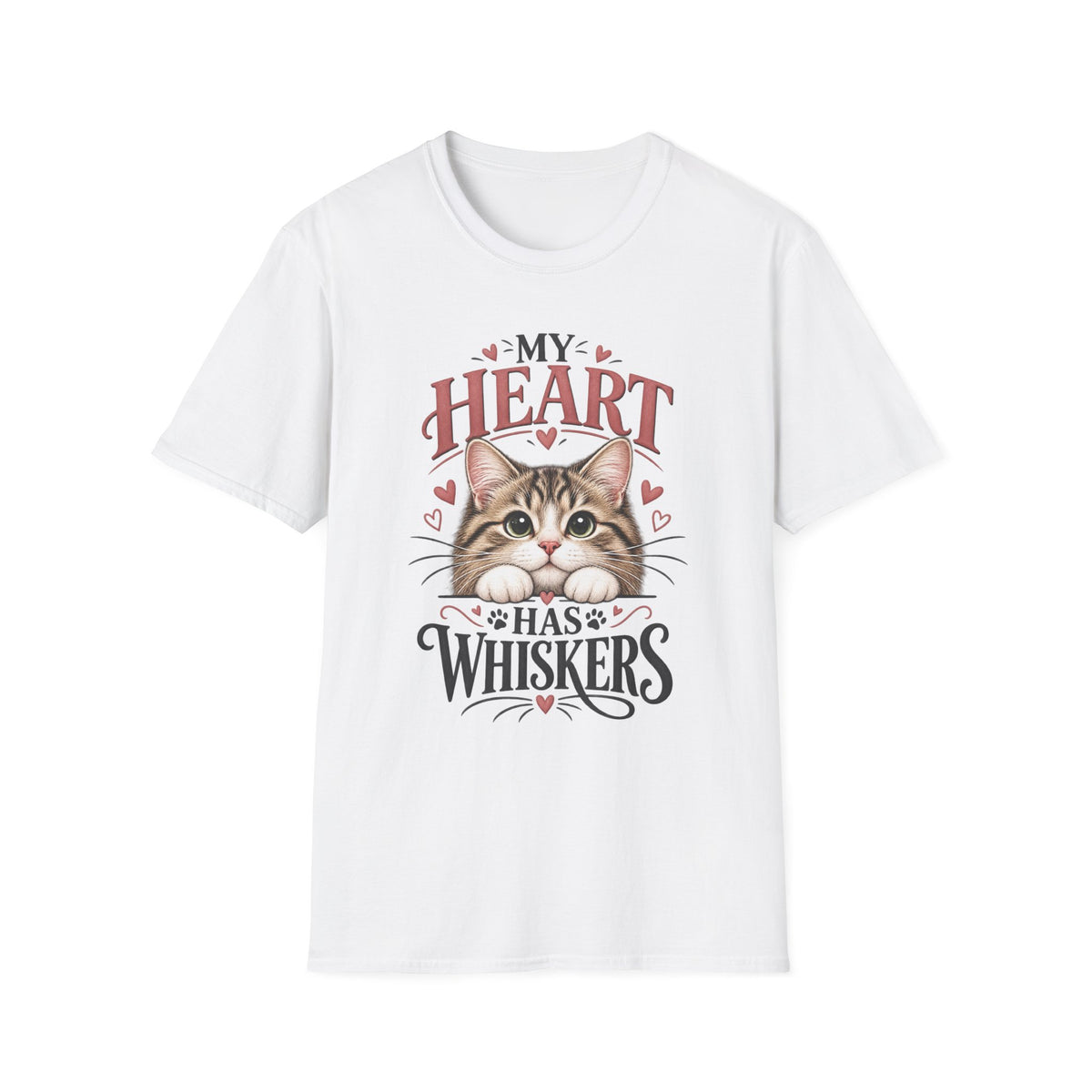 Cat T-Shirt — "My Heart Has Whiskers" Cute Kitten Tee for Cat Lovers