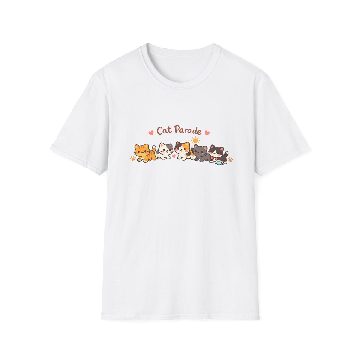 Cat Parade T-Shirt — Cute Kittens Graphic Tee for Cat Lovers