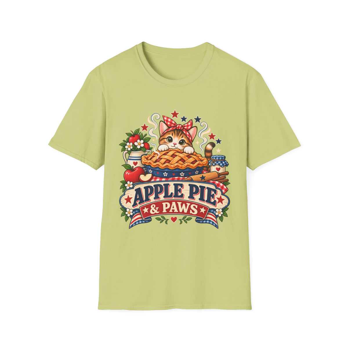 Apple Pie & Paws T-Shirt — Cute Cat Baking Graphic Tee