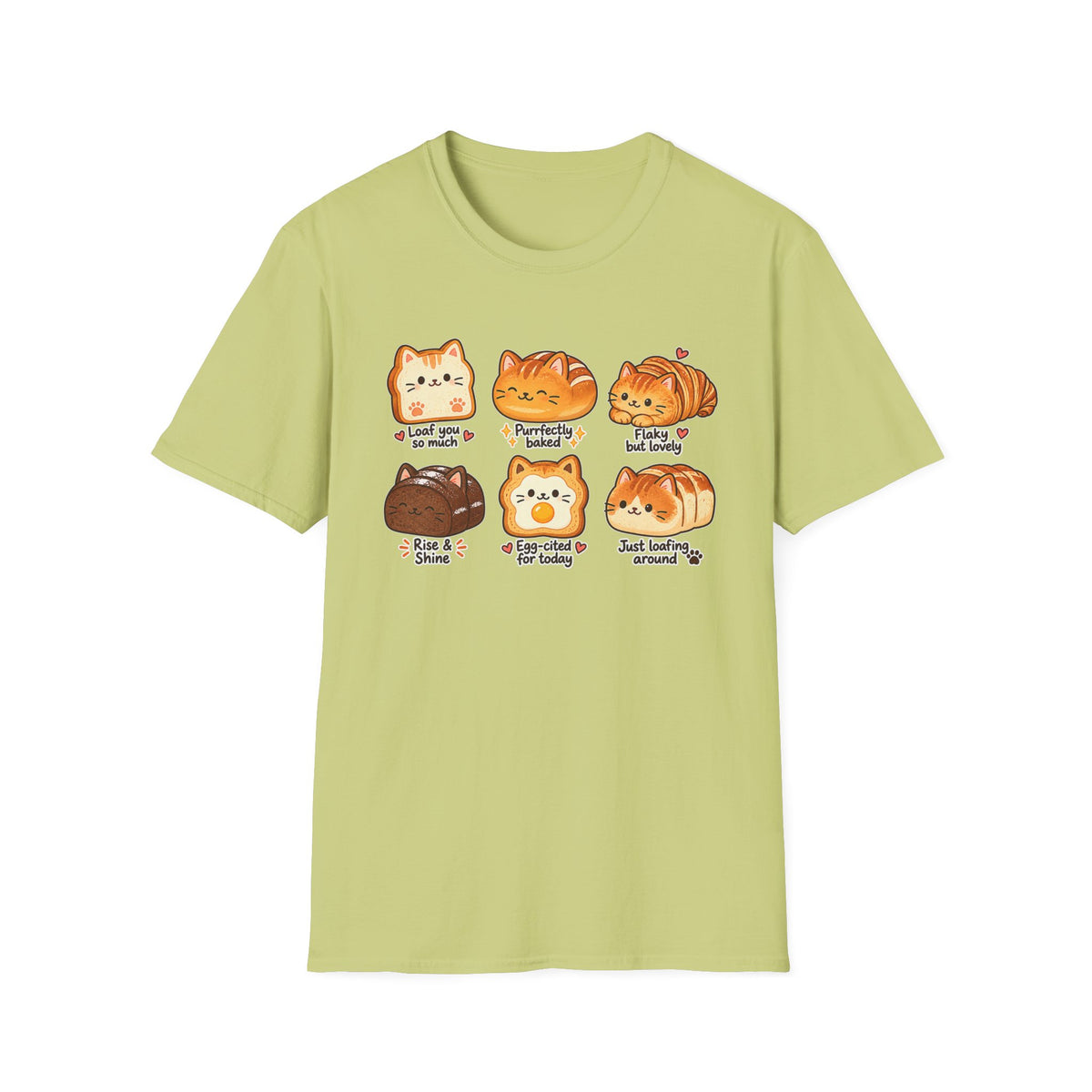 Cat Bread T-Shirt — Cute 'Loaf You So Much' Kawaii Bakery Cat Design